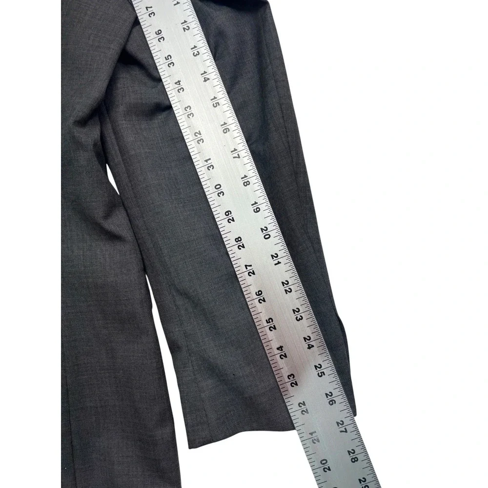 Ralph Lauren 44L 36x34 Gray Sharkskin 2pc Pant Suit Flat Front 100% Wool Mens